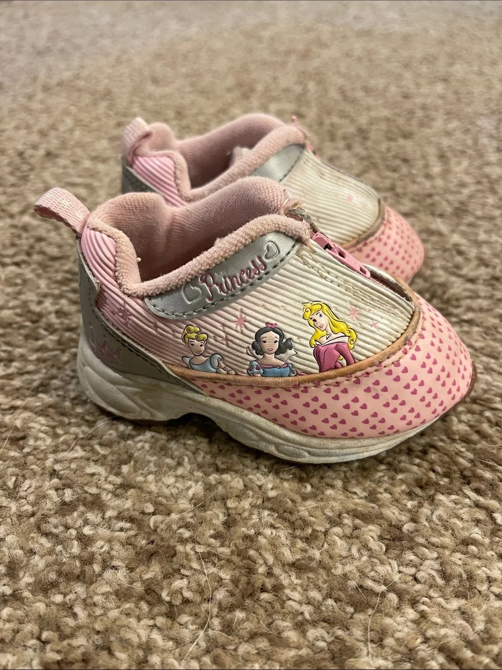 Vintage Y2K Disney Princess Toddler Zip Shoes Sneakers Size 4